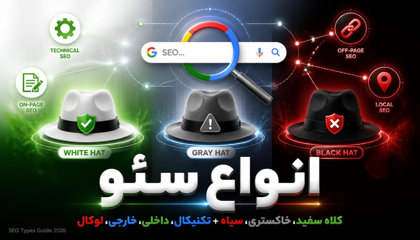 تفاوت انواع سئو: کلاه سفید، خاکستری و سیاه + سئو تکنیکال، داخلی، خارجی و لوکال